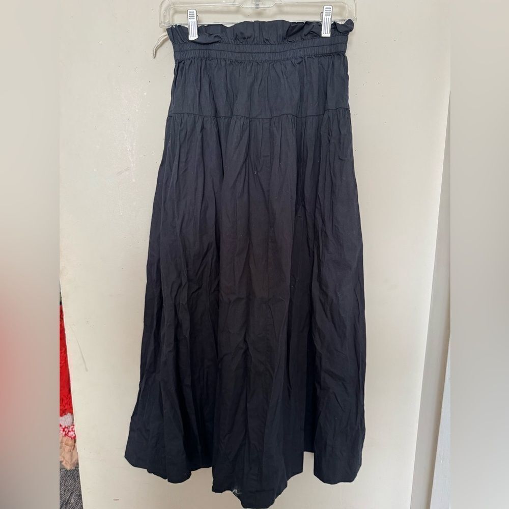 NWOT Free People Jones Poplin Midi Skirt Size M BLACK - Picture 2 of 2